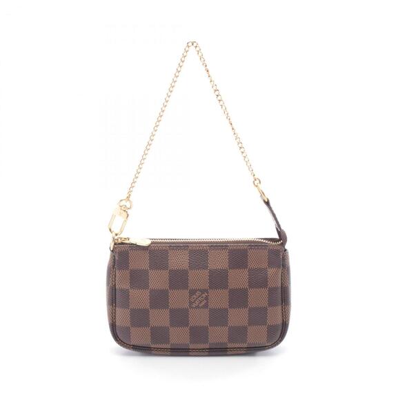 LOUIS VUITTON Authentic Brown Damier Leather Pochette Bag